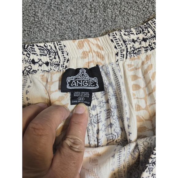 Angie womens Women's Flare Ruffle Pants Elastic Waist Size 2X Boho Lagenlook - Picture 2 of 9